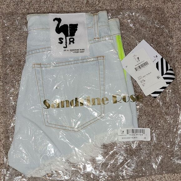 SANDRINE ROSE By Free People Women's Blue Side Zip Distressed Shorts Size 25 NWT - Picture 3 of 14